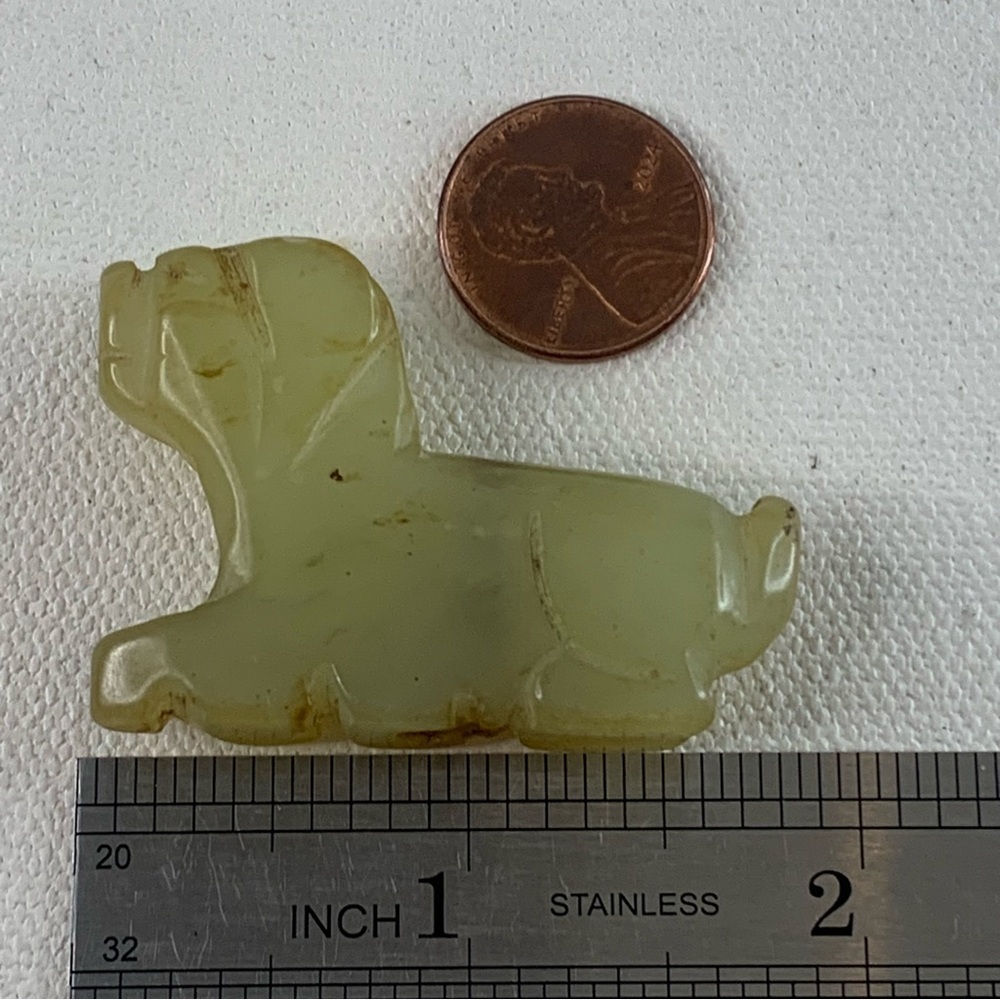 Vintage Chinese Zodiac Jade DOG Pendant Bead Hand Carved Miniature Pet Animal 2" - Picture 11 of 12